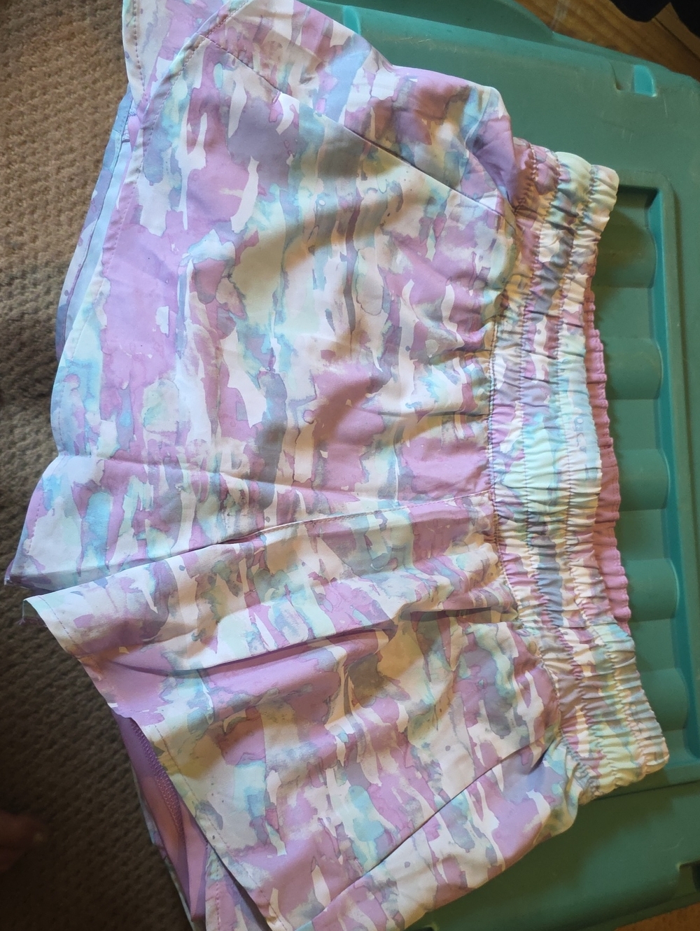 Avia Women's Pastel Camouflage Athletic Shorts - Pink/White/Light Blue